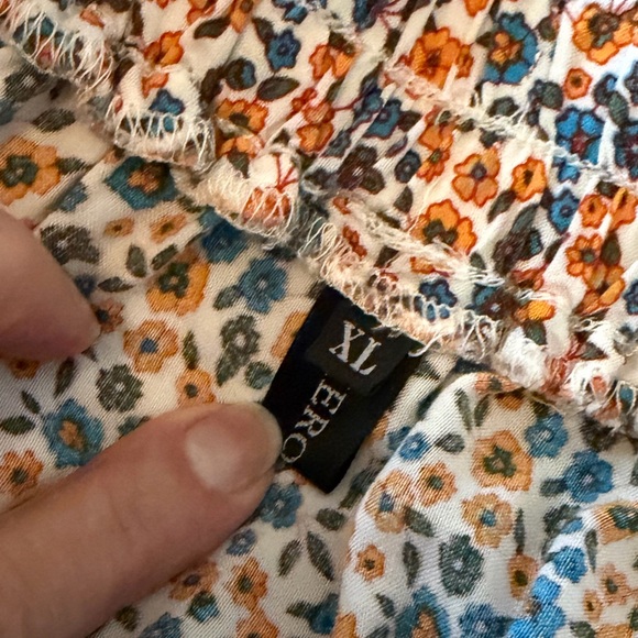 Merkeety Orange Blue Floral Ruffle Tiered Maxi Skirt, Size XL - Picture 10 of 11